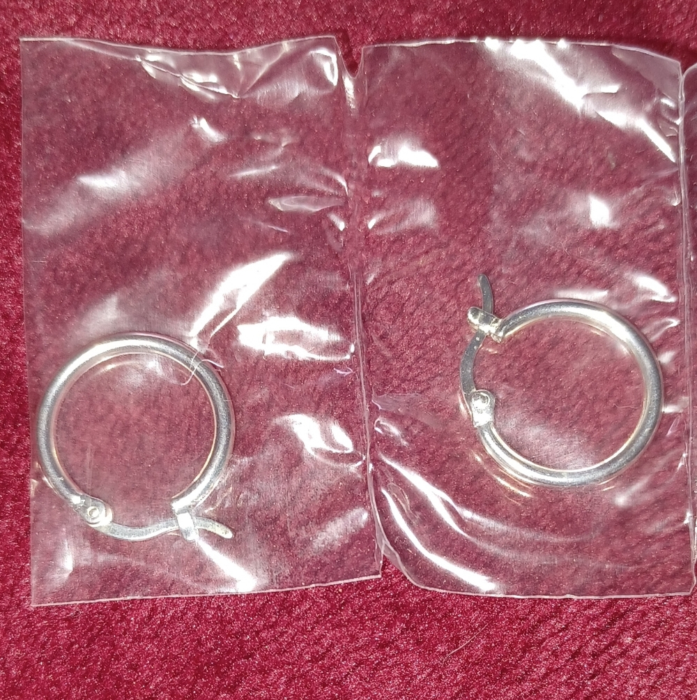 S Silver Hoops With Interchangeable  Stones X2